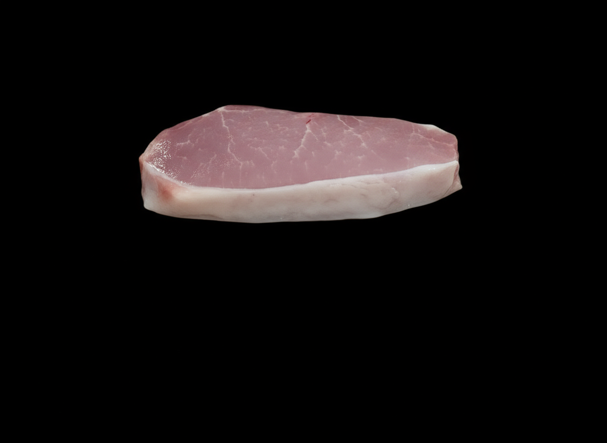 Raw meat slice on a black background